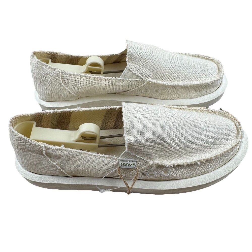 Sanuk Donna St Hemp Slip-On Soft Top Shoes Women’s 8 White 1119310 NEW - Picture 2 of 8